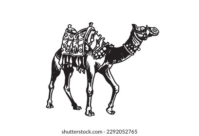 Graphical illustration of camel , traditional transport of ancient Egypt. Animal