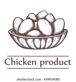 Graphical illustration of chicken products with inscription