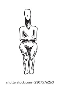 Graphical illustration of idol of the Holy Mother isolated on white.Religion, paganism