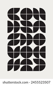 Graphical illustration inspired by the Bauhaus art movement. A minimalistic pattern with bold geometrical shapes. Graphic art is an excellent choice for a unique home decor, textiles, interior design.