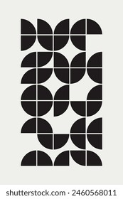 Graphical illustration inspired by the Bauhaus art movement. A minimalistic pattern with bold geometrical shapes. Graphic art is an excellent choice for a unique home decor, textiles, interior design.