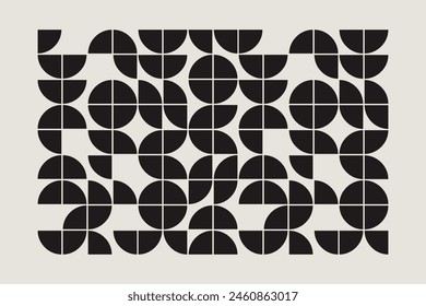 Ilustración gráfica inspirada en el movimiento artístico Bauhaus. Un patrón minimalista con audaces Formas geométricas. El arte gráfico es una excelente opción para una decoración única del hogar, textiles, diseño de interiores.