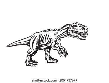 Graphical illustration of tyrannosaurus on white background,dinosaur 