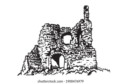 Graphical kalamite fortress isolated on white, Inkerman,Crimea