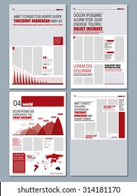 Graphical layout modern red newspaper template
