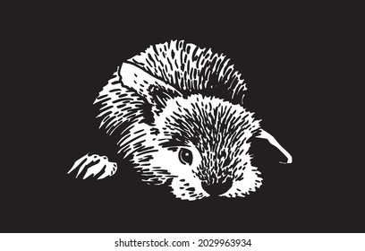 Graphical lovely 3d bunny on black background,vector illustration for art, design and typography