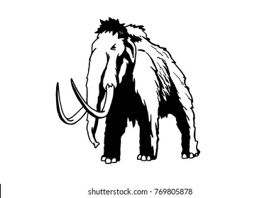 Graphical mammoth isolated on white background,vector illustration 