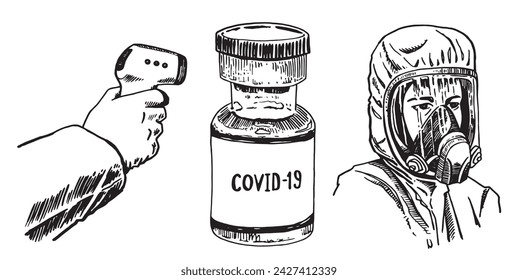 Graphical medical set isolated on white, vector illustration
