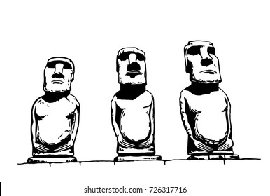 Graphical moai isolated on white background,vector