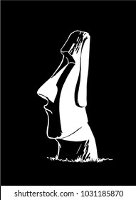 Graphical  moai statue isolated on black background,vector illustration