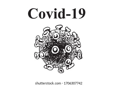 Graphical  molecule of  coronavirus isolated on white background , vector  illustration.Covid-19