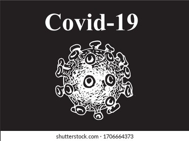 Graphical molecule of coronavirus isolated on black background , vector illustration.Covid-19