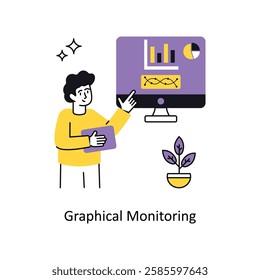 Graphical Monitoring Concept vector illustration.  isolated on white Background.