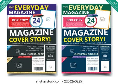 Graphical Newspaper Tabloid cover page design, Colorful Magazine Cover design