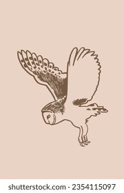 búho gráfico sobre fondo sepia ,ilustración vectorial. Pavo