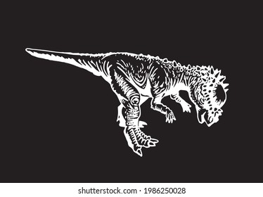 Graphical Pachycephalosaurus isolated on black background, vector element
