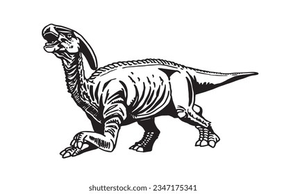 Graphical Parasaurolophus on white,vector dinosaur