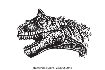 graphical portrait of cryolophosaurus isolated on white,vector illustration,dinosaur