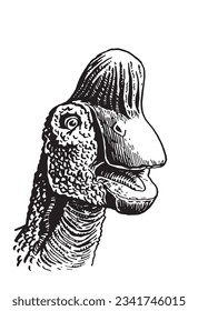 graphical portrait of Pachycephalosaurus isolated on white,vector illustration,dinosaur