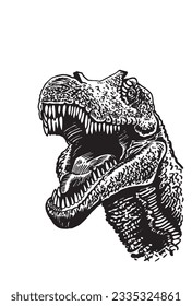 Graphical portrait of raptor isolated on white, vector illustration,head of dinosaur