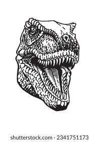 Graphical portrait of tyrannosaurus isolated on white, vector illustration