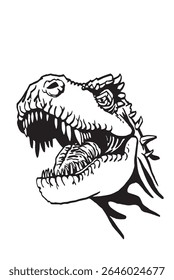 Graphical portrait of tyrannosaurus isolated on white background,vector illustration