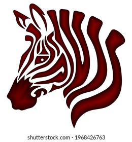 Graphical Portrait Of Zebra With Plastic Effect. Head Of Zebra Vector Illustration
