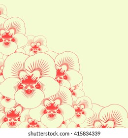 a graphical poster background with stylized nasturtium like flower patterns in red and light green