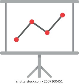 Graphical presentation on a stand with a fluctuating line chart, ideal for business and finance concepts.