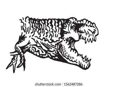 Graphical raptor isolated on white background,vector illustration  for tattoo and printing