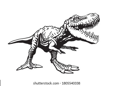 Graphical raptor isolated for printing,tattoo,design.Vector dinosaur