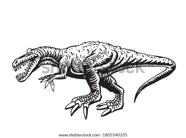 Graphical Raptor Isolated Printingtattoodesignvector Dinosaur Stock ...