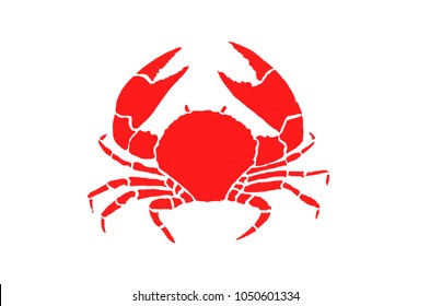 Graphical red crab isolated on white background,vector sea-food illustration,tattoo