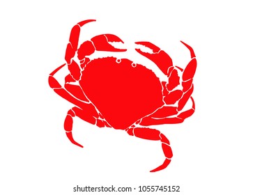 Graphical red crab isolated on white background,vector sea-food illustration,tattoo