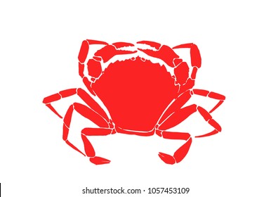Graphical red crab isolated on white background,vector sea-food illustration