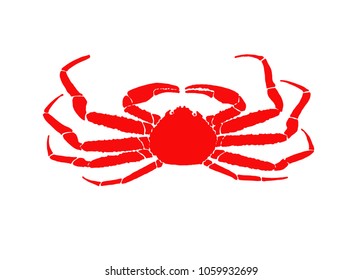 Graphical red crab isolated on white background,vector color illustration