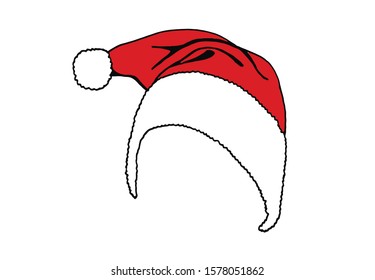 Graphical red hat isolated on white background, new year element