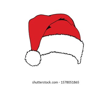 Graphical red hat isolated on white background, new year element