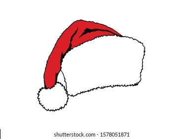 Graphical red hat isolated on white background, new year element