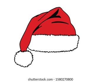 Graphical red hat isolated on white background, new year element