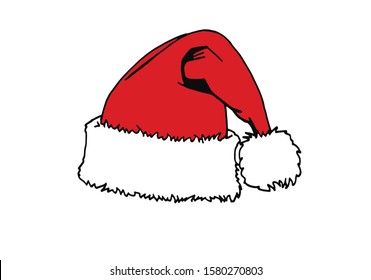 Graphical red hat isolated on white background, new year element