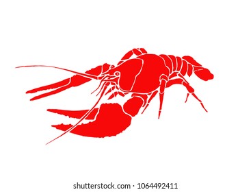 Graphical red lobster isolated on white,seafood illustration,vector