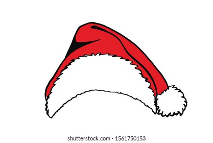 Graphical red Santa Claus hat isolated on white background,vector illustration for design