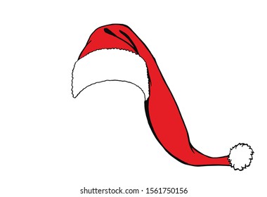 Graphical red Santa Claus hat isolated on white background,vector illustration for design