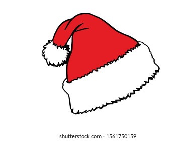 Graphical red Santa Claus hat isolated on white background,vector illustration for design