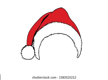 Graphical red Santa Claus hat isolated on white background,vector new year illustration