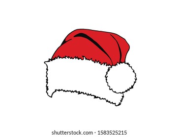 Graphical red Santa Claus hat isolated on white background,vector new year illustration