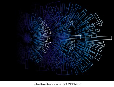 Graphical reflection,Dot and line consisting of radial abstract graphics.