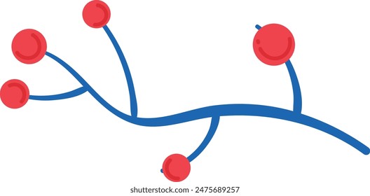 Forma de ramificación abstracta de representación gráfica adornada con Elementos redondos decorativos. Interpretación artística moderna de formas orgánicas, con líneas curvilíneas y motivos circulares. Diseño minimalista