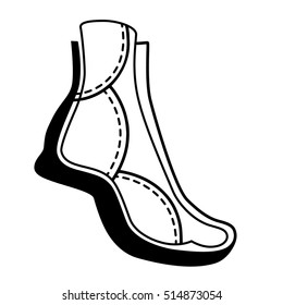 Graphical representation of anatomical shoes without a heel on a white background